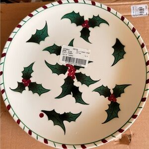 Lefton Green and Red Holly Plate
